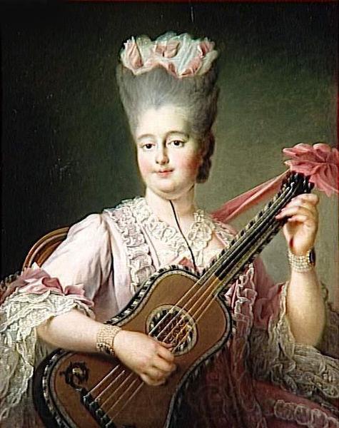 Francois-Hubert Drouais Madame Clotilde playing the guitar Norge oil painting art